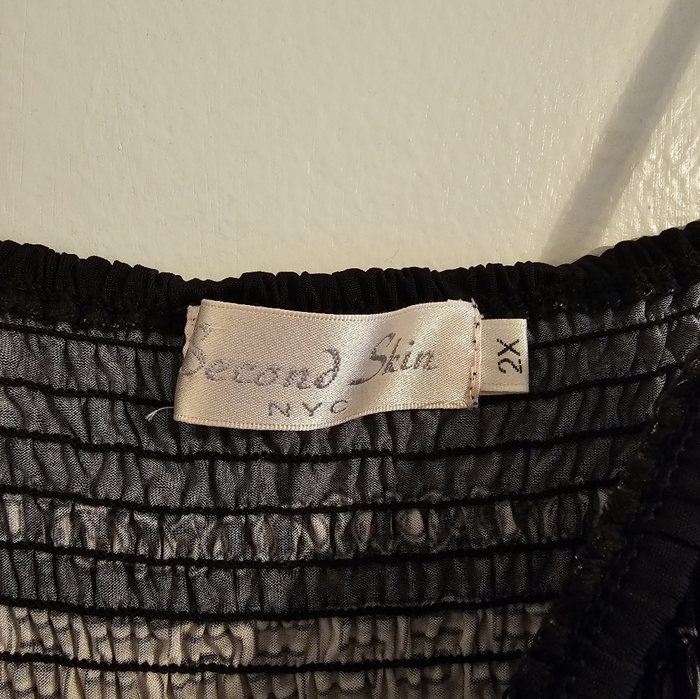 Second Skin sundress black with yellow and white accents size 2X - Picture 3 of 3